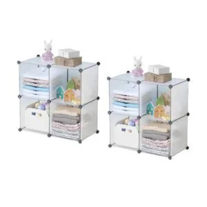 Buy SOGA 2X 4-Cube Transparent Shelf Box Portable Cubby DIY Storage Shelves Modular Closet Organiser Online - Home & Living/Bedroom/Bedroom Storage Solutions - 1 - NZ Depot Free Shipping