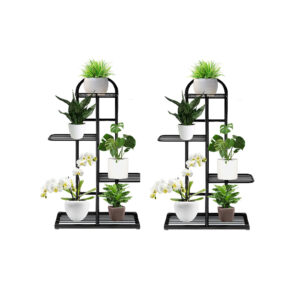 SOGA 2X 4 Tier 5 Pots Black Metal Plant Stand Flowerpot Display Shelf Rack Indoor Home Office Decor, Home & Living, Home Decor, Indoor Pots, Planters and Plant Stands, , ,  - NZ DEPOT 1