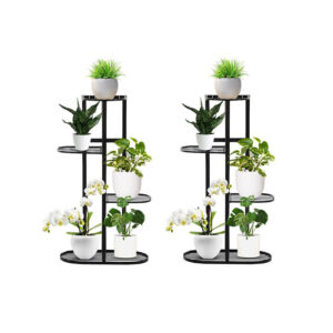 SOGA 2X 4 Tier 5 Pots Black Metal Plant Rack Flowerpot Storage Display Stand Holder Home Garden Decor, Home & Living, Home Decor, Indoor Pots, Planters and Plant Stands, , ,  - NZ DEPOT 1