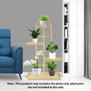 SOGA 2X 4 Tier 5 Pots Gold Metal Plant Stand Flowerpot Display Shelf Rack Indoor Home Office Decor, Home & Living, Home Decor, Indoor Pots, Planters and Plant Stands, , ,  - NZ DEPOT 2