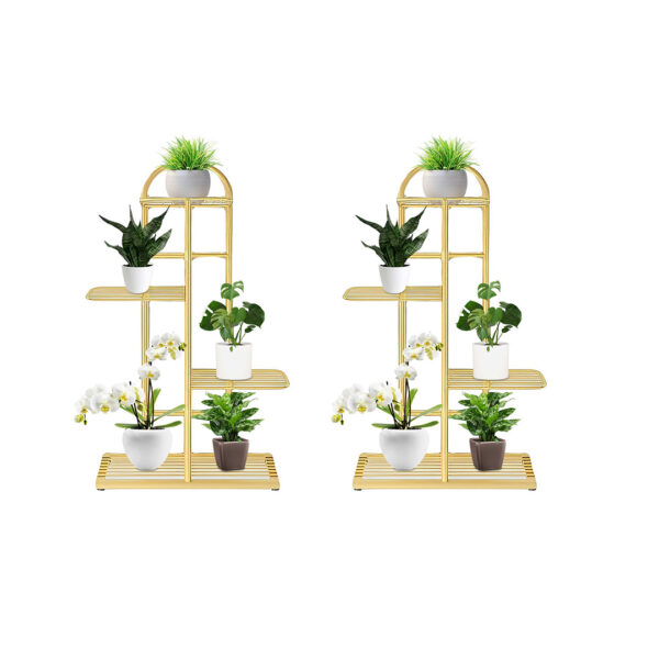 Soga 2X 4 Tier 5 Pots Gold Metal Plant Stand Flowerpot Display Shelf Rack Indoor Home Office Decor, Home &Amp; Living, Home Decor, Indoor Pots, Planters And Plant Stands, , ,  - Nz Depot 1