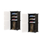 SOGA 2X  4 Tier Shoe Rack Organizer Sneaker Footwear Storage Stackable Stand Cabinet Portable Wardrobe with Cover, Furniture>Storage & Shelving>Shoe Storage, , , , ,  - NZ DEPOT 1