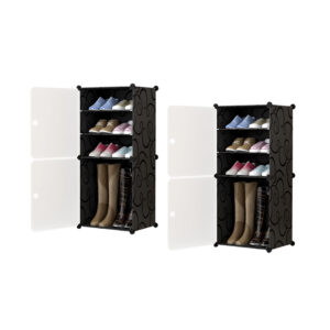 SOGA 2X  4 Tier Shoe Rack Organizer Sneaker Footwear Storage Stackable Stand Cabinet Portable Wardrobe with Cover, Furniture, Storage & Shelving, Shoe Storage, , ,  - NZ DEPOT 1