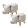 SOGA 2X Beige Gray Children Bench Elephant Character Round Ottoman Stool Soft Small Comfy Seat Home Decor, Furniture, Other Seating, Benches, , ,  - NZ DEPOT 1