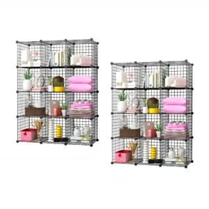Buy SOGA 2X Black Portable 12-Cube Storage Organiser Foldable DIY Modular Grid Space Saving Shelf Online - Furniture/Storage & Shelving/Home Storage - 1 - NZ Depot Free Shipping