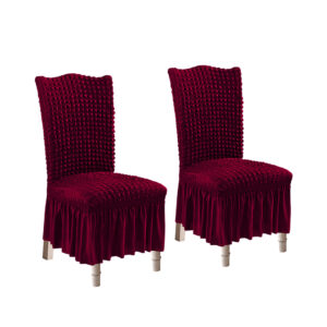 SOGA 2X Burgundy Chair Cover Seat Protector with Ruffle Skirt Stretch Slipcover Wedding Party Home Decor, Home & Living, Home Decor, Chair Covers, , ,  - NZ DEPOT 1