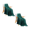 SOGA 2X Dark GreenThrow Blanket Warm Cozy Striped Pattern Thin Flannel Coverlet Fleece Bed Sofa Comforter, Home>Bed Linen>Throws And Blankets>Blankets, , , , ,  - NZ DEPOT 1