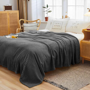 SOGA 2X GreyThrow Blanket Warm Cozy Striped Pattern Thin Flannel Coverlet Fleece Bed Sofa Comforter, Home, Bed Linen, Throws And Blankets, Blankets,  - NZ DEPOT 2