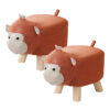 SOGA 2X  Orange Children Bench Monkey Character Round Ottoman Stool Soft Small Comfy Seat Home Decor, Furniture>Other Seating>Benches, , , , ,  - NZ DEPOT 1