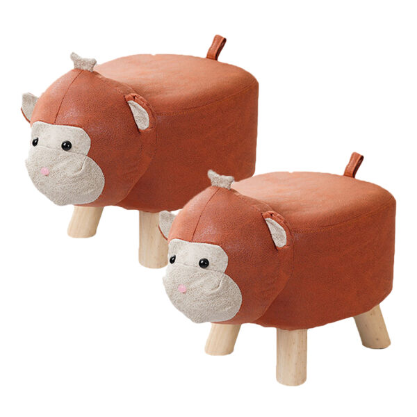 SOGA 2X Orange Children Bench Monkey Character Round Ottoman Stool Soft Small Comfy Seat Home Decor, Furniture, Other Seating, Benches, , ,  - NZ DEPOT 1