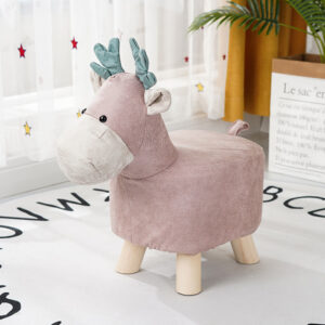 SOGA 2X Pink Children Bench Deer Character Round Ottoman Stool Soft Small Comfy Seat Home Decor, Furniture, Other Seating, Benches, , ,  - NZ DEPOT 2