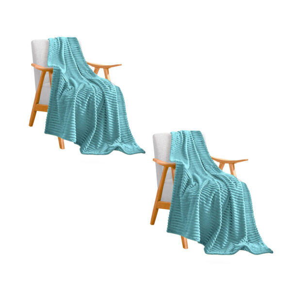 SOGA 2X Sky Blue Throw Blanket Warm Cozy Striped Pattern Thin Flannel Coverlet Fleece Bed Sofa Comforter, Home>Bed Linen>Throws And Blankets>Blankets, , , , ,  - NZ DEPOT 1