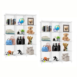 SOGA 2X White Portable 12-Cube 3 Column Storage Organiser Foldable DIY Modular Grid Space Saving Shelf, Furniture, Storage & Shelving, Home Storage, , ,  - NZ DEPOT 1