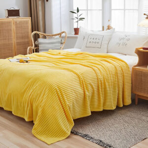 SOGA 2X Yellow Throw Blanket Warm Cozy Striped Pattern Thin Flannel Coverlet Fleece Bed Sofa Comforter, Home, Bed Linen, Throws And Blankets, Blankets, ,  - NZ DEPOT 2