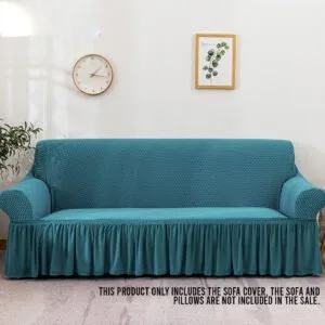Buy SOGA 3-Seater Blue Sofa Cover with Ruffled Skirt Couch Protector High Stretch Lounge Slipcover Home Decor Online - Home & Living/Home Decor/Sofa Covers - 2 - NZ Depot Free Shipping