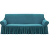 SOGA 3-Seater Blue Sofa Cover with Ruffled Skirt Couch Protector High Stretch Lounge Slipcover Home Decor, Home & Living>Home Decor>Sofa Covers, , , , ,  - NZ DEPOT 1