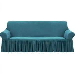 SOGA 3-Seater Blue Sofa Cover with Ruffled Skirt Couch Protector High Stretch Lounge Slipcover Home Decor, Home & Living, Home Decor, Sofa Covers, , ,  - NZ DEPOT 1