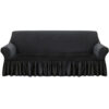 SOGA 3-Seater Dark Grey Sofa Cover with Ruffled Skirt Couch Protector High Stretch Lounge Slipcover Home Decor, Home & Living>Home Decor>Sofa Covers, , , , , - NZ DEPOT 1