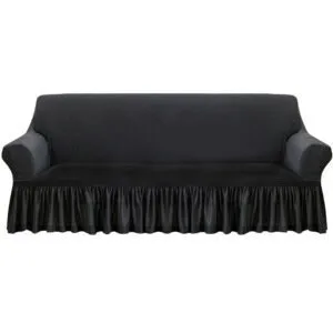 Buy SOGA 3-Seater Dark Grey Sofa Cover with Ruffled Skirt Couch Protector High Stretch Lounge Slipcover Home Decor Online - Home & Living/Home Decor/Sofa Covers - 1 - NZ Depot Free Shipping
