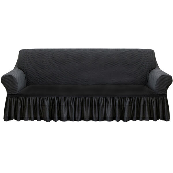 SOGA 3-Seater Dark Grey Sofa Cover with Ruffled Skirt Couch Protector High Stretch Lounge Slipcover Home Decor, Home & Living>Home Decor>Sofa Covers, , , , ,  - NZ DEPOT 1