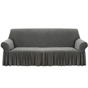 Buy SOGA 3-Seater Grey Sofa Cover with Ruffled Skirt Couch Protector High Stretch Lounge Slipcover Home Decor Online - Home & Living/Home Decor/Sofa Covers - 1 - NZ Depot Free Shipping