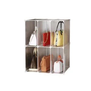 Buy SOGA 2 Tier Multifunctional PP Plastic Bag Box Portable Cubby DIY Storage Shelves Stackable Handbag Purse Organiser Online - Home & Living/Bedroom/Bedroom Storage Solutions - 1 - NZ Depot Free Shipping