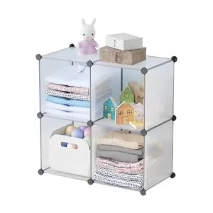 Buy SOGA 4-Cube Transparent Shelf Box Portable Cubby DIY Storage Shelves Modular Closet Organiser Online - Home & Living/Bedroom/Bedroom Storage Solutions - 1 - NZ Depot Free Shipping