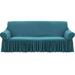 Buy SOGA 4-Seater Blue Sofa Cover with Ruffled Skirt Couch Protector High Stretch Lounge Slipcover Home Decor Online - Home & Living/Home Decor/Sofa Covers - 1 - NZ Depot Free Shipping