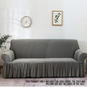 Buy SOGA 4-Seater Grey Sofa Cover with Ruffled Skirt Couch Protector High Stretch Lounge Slipcover Home Decor Online - Home & Living/Home Decor/Sofa Covers - 2 - NZ Depot Free Shipping