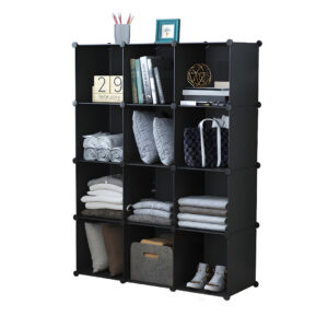 SOGA 4 Tier 12-Cube Black Portable Wardrobe Divide-Grid Modular Storage Organiser Foldable Closet, Home & Living, Bedroom??edroom Storage Solutions, Other, , ,  - NZ DEPOT 1