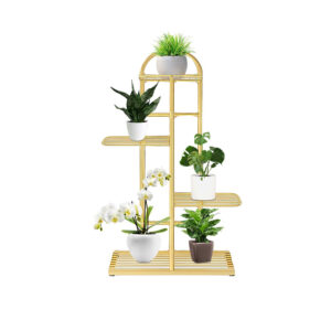 SOGA 4 Tier 5 Pots Gold Metal Plant Stand Flowerpot Display Shelf Rack Indoor Home Office Decor, Home & Living, Home Decor, Indoor Pots, Planters and Plant Stands, , ,  - NZ DEPOT 1