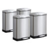 SOGA 4X Foot Pedal Stainless Steel Rubbish Recycling Garbage Waste Trash Bin Rectangular Shape 12L Silver, Home & Living>Kitchen & Dining>Kitchen Storage>Kitchen Bins, , , , ,  - NZ DEPOT 1
