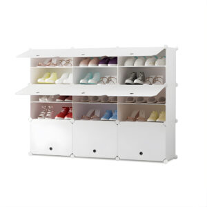 SOGA 5 Tier 3 Column White Shoe Rack Organizer Sneaker Footwear Storage Stackable Stand Cabinet Portable Wardrobe with Cover, Furniture, Storage & Shelving, Shoe Storage, , ,  - NZ DEPOT 1