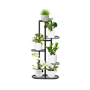 SOGA 5 Tier 6 Pots Black Round Metal Plant Rack Flowerpot Storage Display Stand Holder Home Garden Decor NZ DEPOT - NZ DEPOT