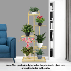 SOGA 5 Tier 6 Pots Gold Metal Plant Stand Flowerpot Display Shelf Rack Indoor Home Office Decor, Home & Living, Home Decor, Indoor Pots, Planters and Plant Stands, , ,  - NZ DEPOT 2