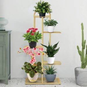Buy SOGA 5 Tier 6 Pots Gold Metal Plant Stand Flowerpot Display Shelf Rack Indoor Home Office Decor Online - Home & Living/Home Decor/Indoor Pots, Planters and Plant Stands - 3 - NZ Depot Free Shipping