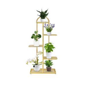 SOGA 5 Tier 6 Pots Gold Metal Plant Stand Flowerpot Display Shelf Rack Indoor Home Office Decor, Home & Living, Home Decor, Indoor Pots, Planters and Plant Stands, , ,  - NZ DEPOT 1