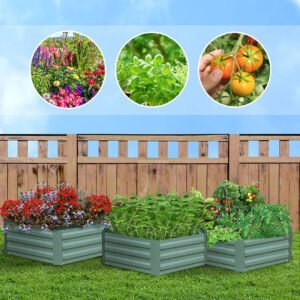 Buy SOGA 60cm Hexagon Shape Galvanised Raised Garden Bed Vegetable Herb Flower Outdoor Planter Box Online - Garden, Tools & Hardware/Gardening & Lawn Care/Pots, Planters & Container Accessories - 3 - NZ Depot Free Shipping