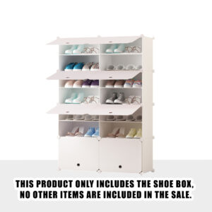 SOGA 7 Tier 2 Column White Shoe Rack Organizer Sneaker Footwear Storage Stackable Stand Cabinet Portable Wardrobe with Cover, Furniture, Storage & Shelving, Shoe Storage, , ,  - NZ DEPOT 2