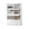 SOGA 7 Tier 2 Column White Shoe Rack Organizer Sneaker Footwear Storage Stackable Stand Cabinet Portable Wardrobe with Cover, Furniture>Storage & Shelving>Shoe Storage, , , , ,  - NZ DEPOT 1