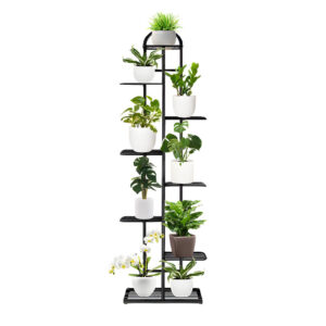 SOGA 8 Tier 9 Pots Black Metal Plant Stand Flowerpot Display Shelf Rack Indoor Home Office Decor, Home & Living, Home Decor, Indoor Pots, Planters and Plant Stands, , ,  - NZ DEPOT 1