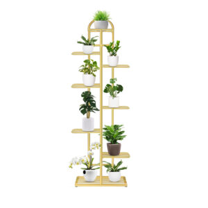 SOGA 8 Tier 9 Pots Gold Metal Plant Stand Flowerpot Display Shelf Rack Indoor Home Office Decor, Home & Living, Home Decor, Indoor Pots, Planters and Plant Stands, , ,  - NZ DEPOT 1