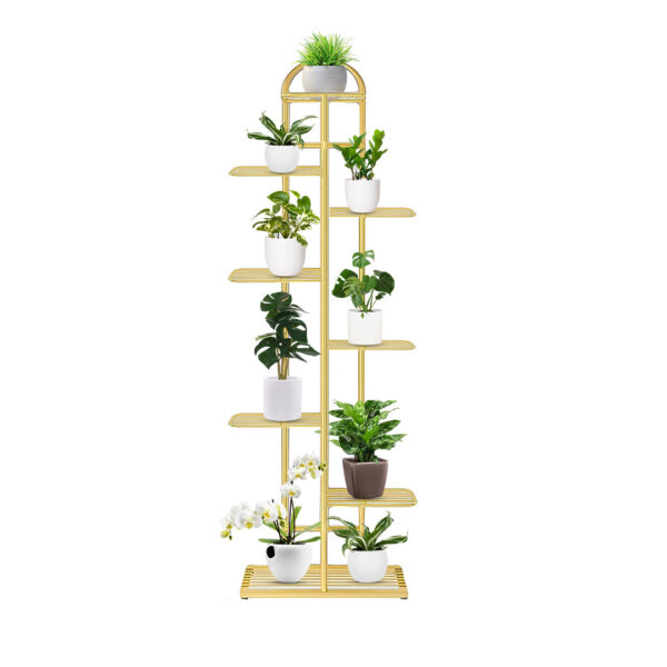 SOGA 8 Tier 9 Pots Gold Metal Plant Stand Flowerpot Display Shelf Rack Indoor Home Office Decor, Home & Living>Home Decor>Indoor Pots, Planters and Plant Stands, , , , ,  - NZ DEPOT 1