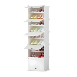 SOGA 8 Tier White Shoe Rack Organizer Sneaker Footwear Storage Stackable Stand Cabinet Portable Wardrobe with Cover, Furniture, Storage & Shelving, Shoe Storage, , ,  - NZ DEPOT 1