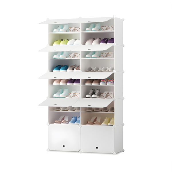 Soga 9 Tier 2 Column White Shoe Rack Organizer Sneaker Footwear Storage Stackable Stand Cabinet Portable Wardrobe With Cover, Furniture, Storage &Amp; Shelving, Shoe Storage, , ,  - Nz Depot 1