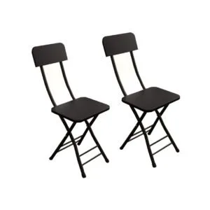 Buy SOGA Black Foldable Chair Space Saving Lightweight Portable Stylish Seat Home Decor Set of 2 Online - Furniture/Kitchen & Dining Room Furniture/Dining Chairs - 1 - NZ Depot Free Shipping