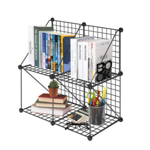 SOGA Black Portable 4-Cube 2 Column Storage Organiser Foldable DIY Modular Grid Space Saving Shelf, Furniture, Storage & Shelving, Home Storage, , ,  - NZ DEPOT 1