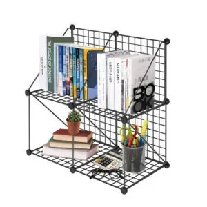 Buy SOGA Black Portable 4-Cube 2 Column Storage Organiser Foldable DIY Modular Grid Space Saving Shelf Online - Furniture/Storage & Shelving/Home Storage - 1 - NZ Depot Free Shipping