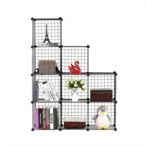 Buy SOGA Black Portable 9-Cube 3 Column Storage Organiser Foldable DIY Modular Grid Space Saving Shelf Online - Furniture/Storage & Shelving/Home Storage - 1 - NZ Depot Free Shipping