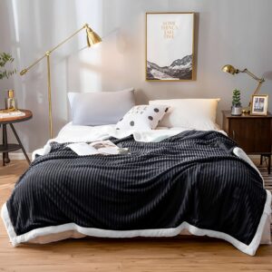 SOGA Black Throw Blanket Warm Cozy Double Sided Thick Flannel Coverlet Fleece Bed Sofa Comforter, Home, Bed Linen, Throws And Blankets, Blankets, ,  - NZ DEPOT 2